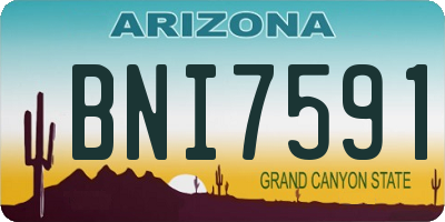 AZ license plate BNI7591