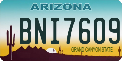AZ license plate BNI7609