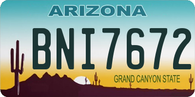 AZ license plate BNI7672