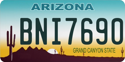 AZ license plate BNI7690