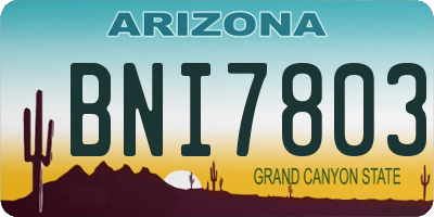 AZ license plate BNI7803