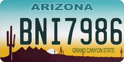 AZ license plate BNI7986