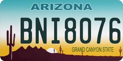 AZ license plate BNI8076