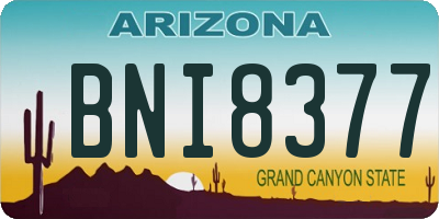 AZ license plate BNI8377