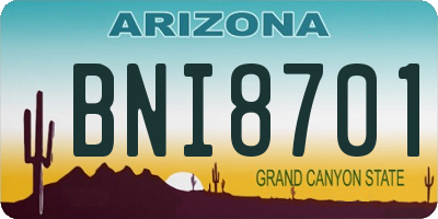 AZ license plate BNI8701