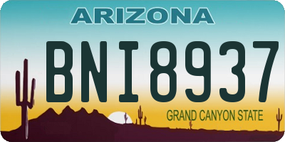 AZ license plate BNI8937