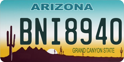 AZ license plate BNI8940