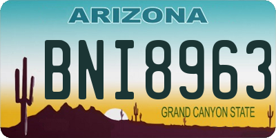AZ license plate BNI8963