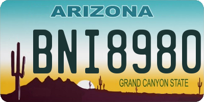 AZ license plate BNI8980