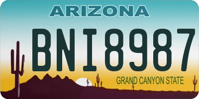 AZ license plate BNI8987