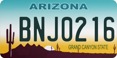 AZ license plate BNJ0216