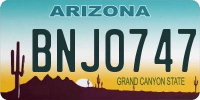 AZ license plate BNJ0747