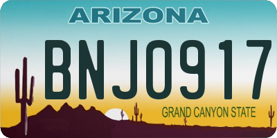 AZ license plate BNJ0917