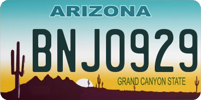 AZ license plate BNJ0929