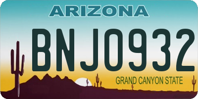 AZ license plate BNJ0932
