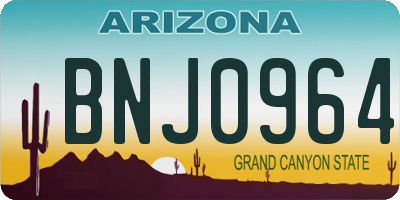AZ license plate BNJ0964