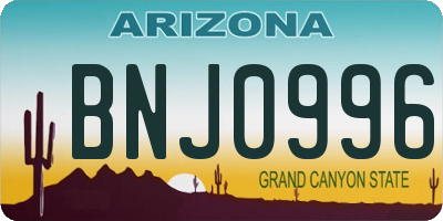 AZ license plate BNJ0996