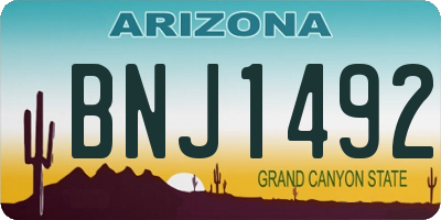 AZ license plate BNJ1492
