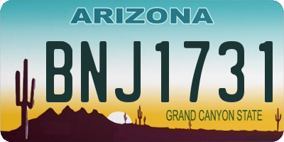 AZ license plate BNJ1731