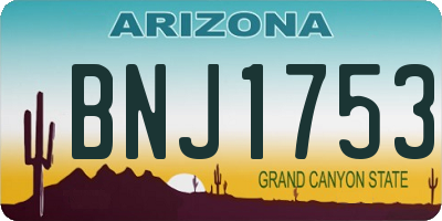 AZ license plate BNJ1753