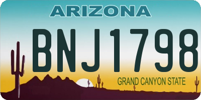 AZ license plate BNJ1798