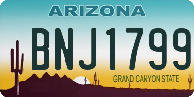 AZ license plate BNJ1799
