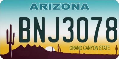 AZ license plate BNJ3078