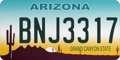 AZ license plate BNJ3317