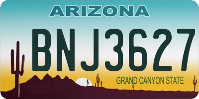 AZ license plate BNJ3627