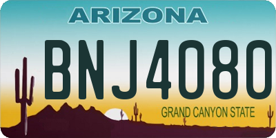 AZ license plate BNJ4080