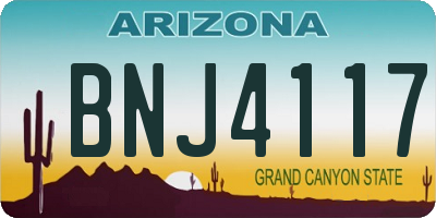 AZ license plate BNJ4117