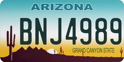 AZ license plate BNJ4989