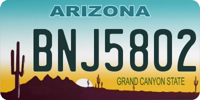 AZ license plate BNJ5802