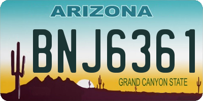 AZ license plate BNJ6361