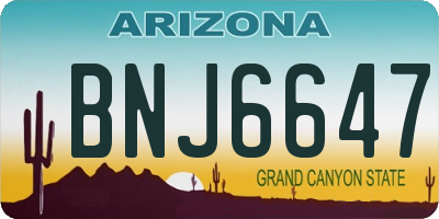 AZ license plate BNJ6647