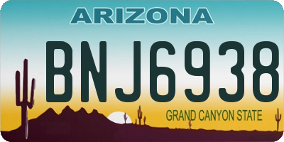 AZ license plate BNJ6938