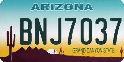 AZ license plate BNJ7037