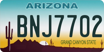 AZ license plate BNJ7702