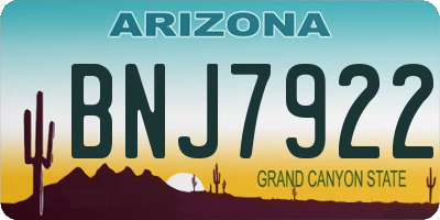 AZ license plate BNJ7922