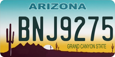 AZ license plate BNJ9275