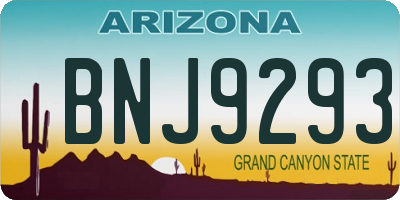 AZ license plate BNJ9293
