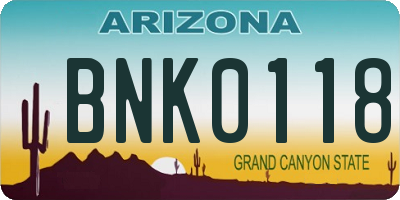 AZ license plate BNK0118