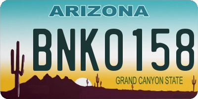 AZ license plate BNK0158