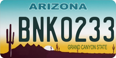 AZ license plate BNK0233