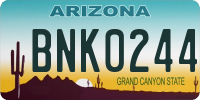 AZ license plate BNK0244