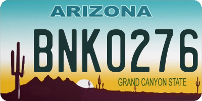 AZ license plate BNK0276