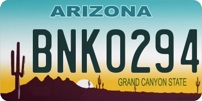 AZ license plate BNK0294
