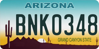 AZ license plate BNK0348