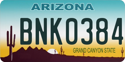 AZ license plate BNK0384