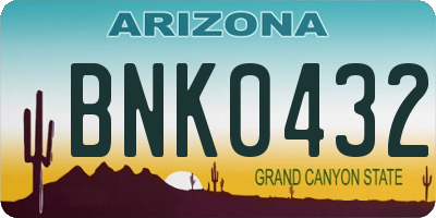 AZ license plate BNK0432